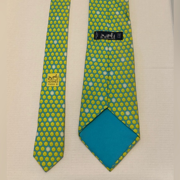 Hermes Designer Tie - Lemon/Lime - Picture 1 of 7